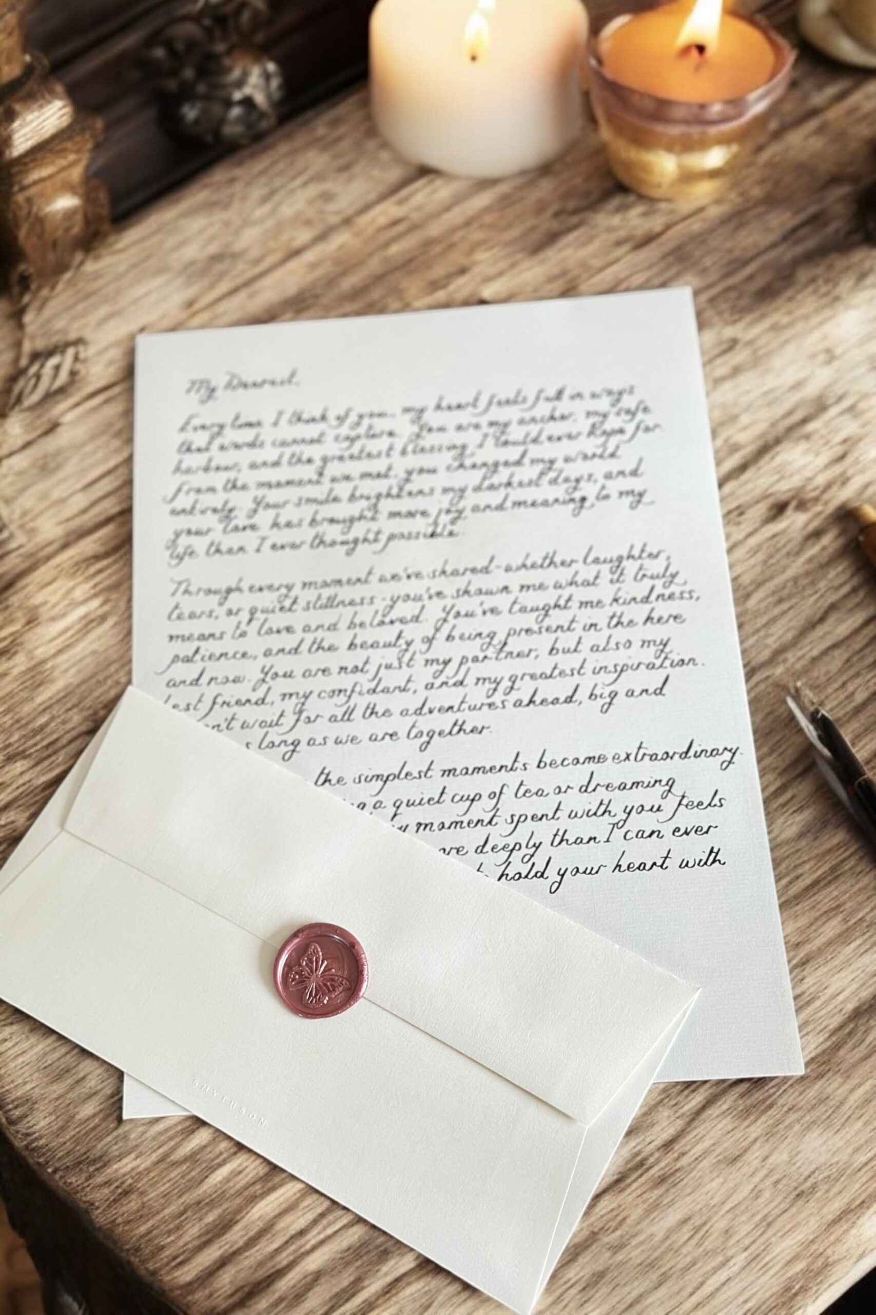 Personalised Luxury Handwritten Letter With Pink Wax Seal