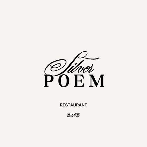 Black  White Simple Minimal Elegant Typographic  Restaurant Silver Poem Restaurant  Logo — Templates by Canva