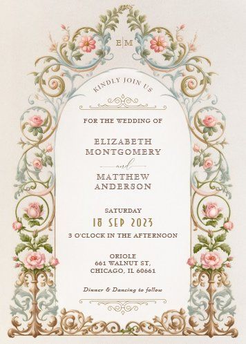 Victorian Angelic Garden Floral Wedding Invitation | Zazzle
