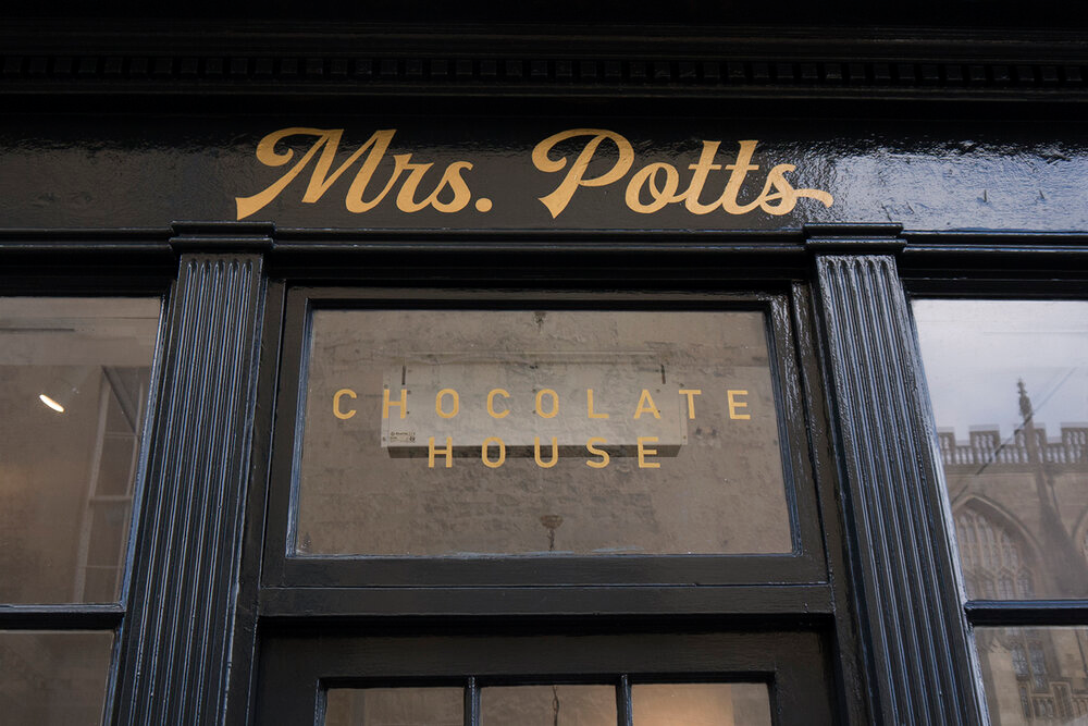 Chocolate Shop and Cafe Shop front with painted window