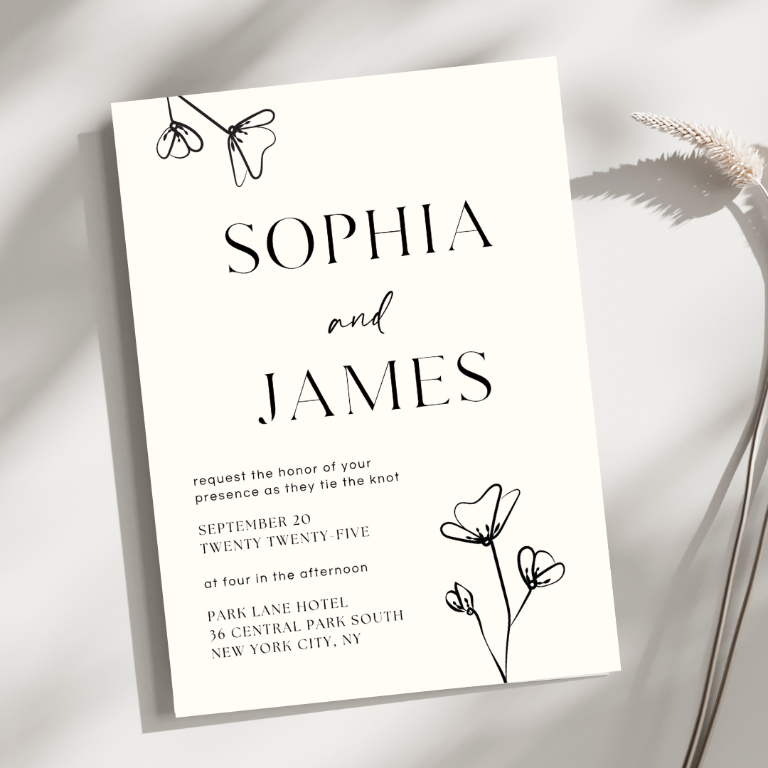 Elegant Wedding Invitation Template | Black White Wedding  | Instant Download | Luxury Wedding |