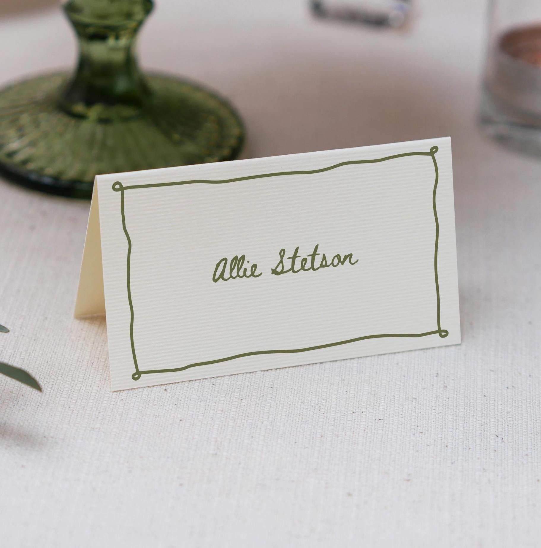 Whimsical Garden Wedding Name Card Template