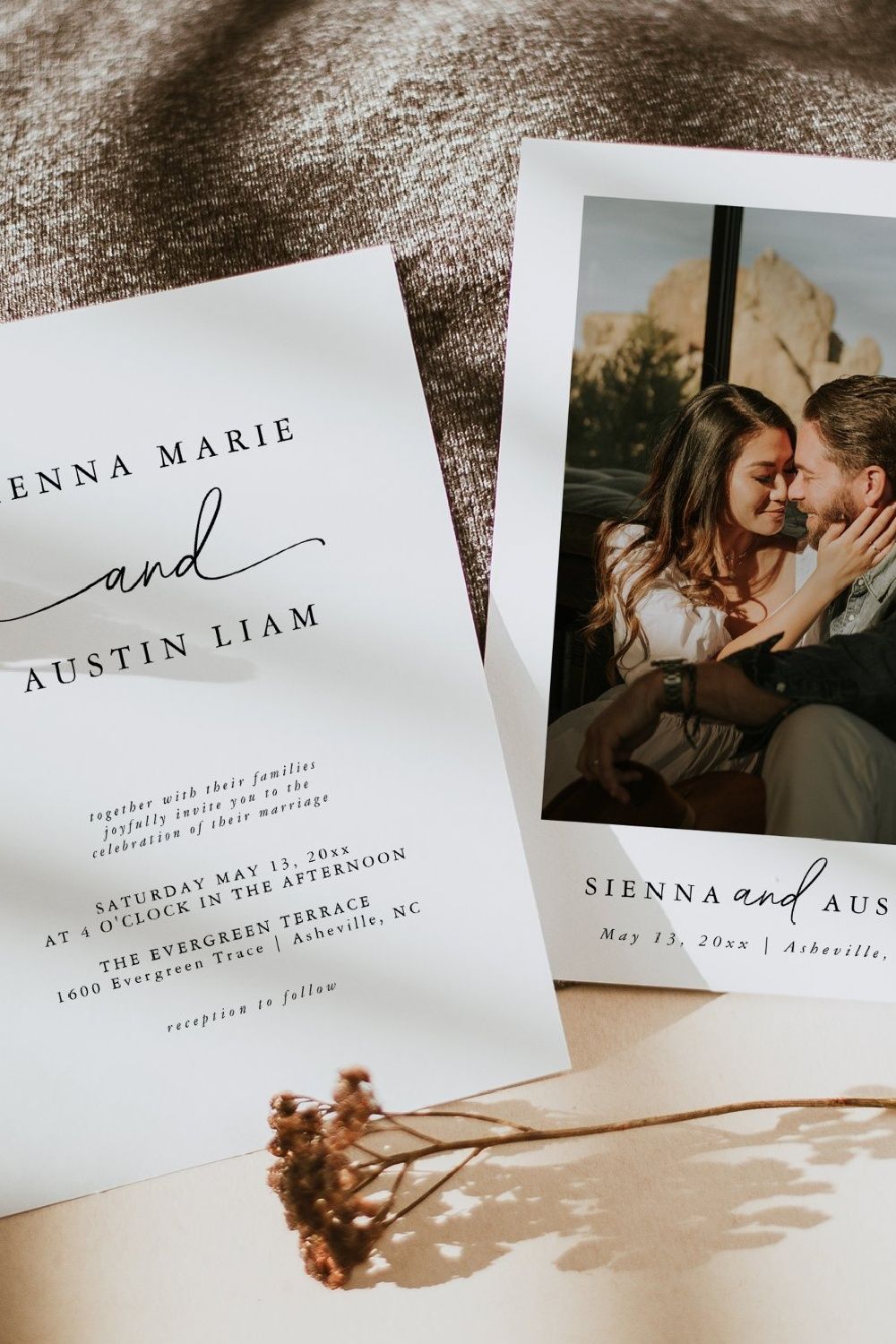 Modern Minimalist Simple Wedding Invitation