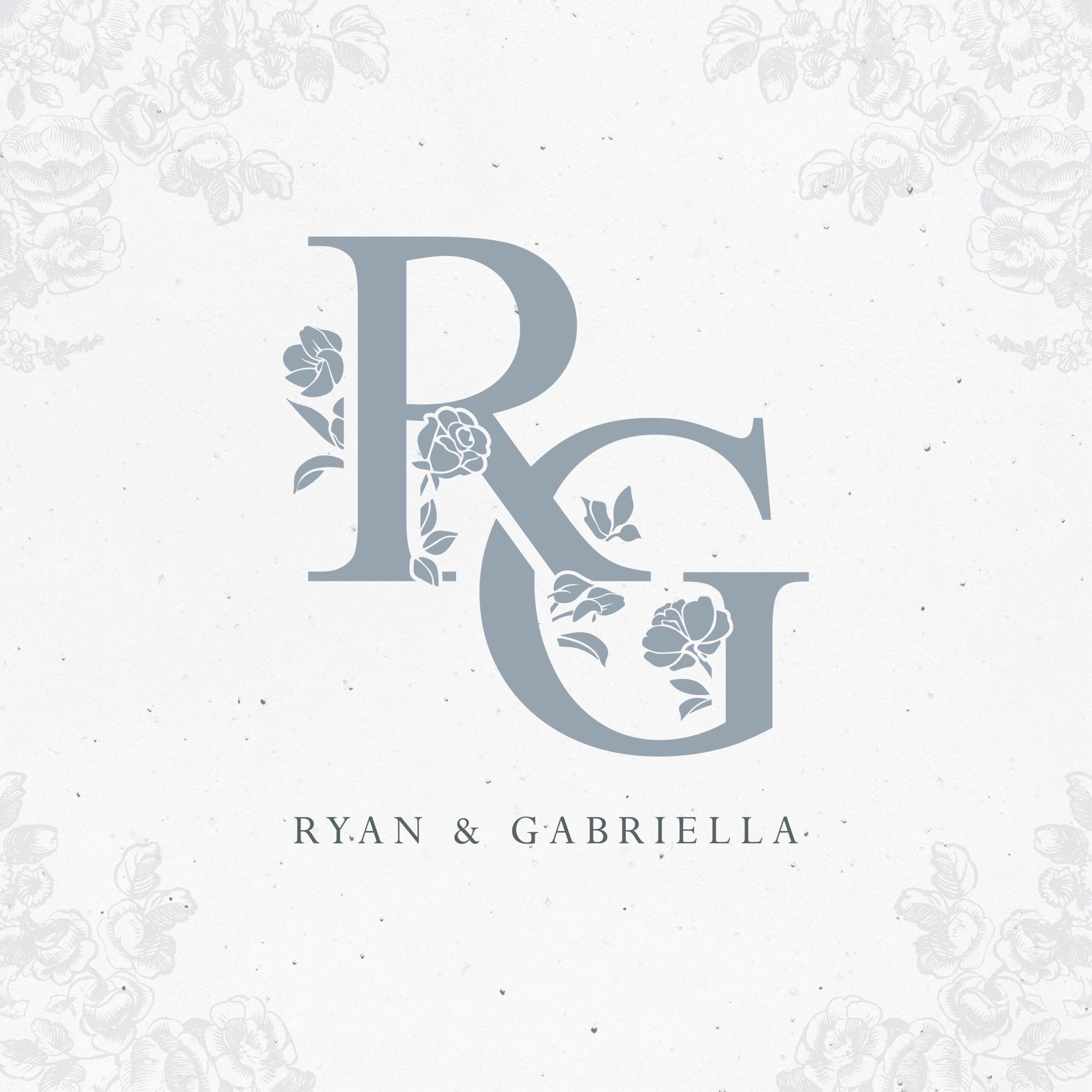 Wedding Monogram Fonts: Pastel Floral Frame Monogram for Invitations