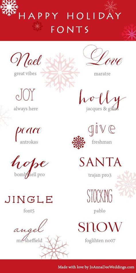 12 Holiday Fonts — JoAnna Dee Weddings