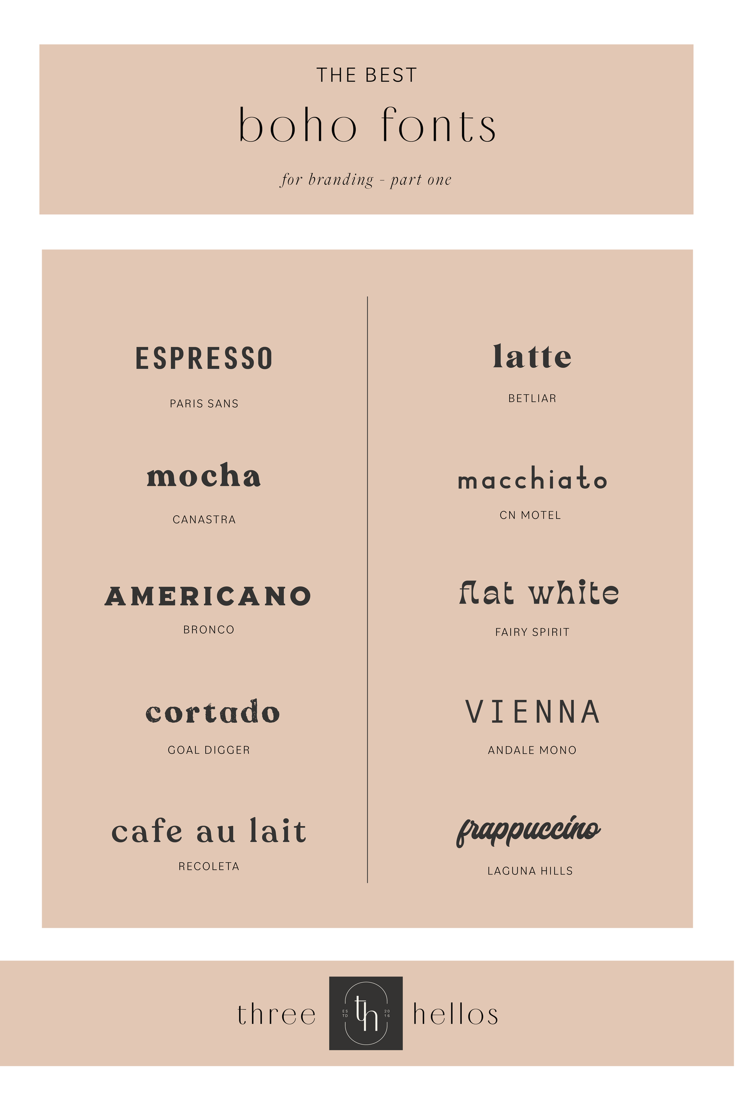 The Best Boho Fonts for Branding — Part One — Three Hellos