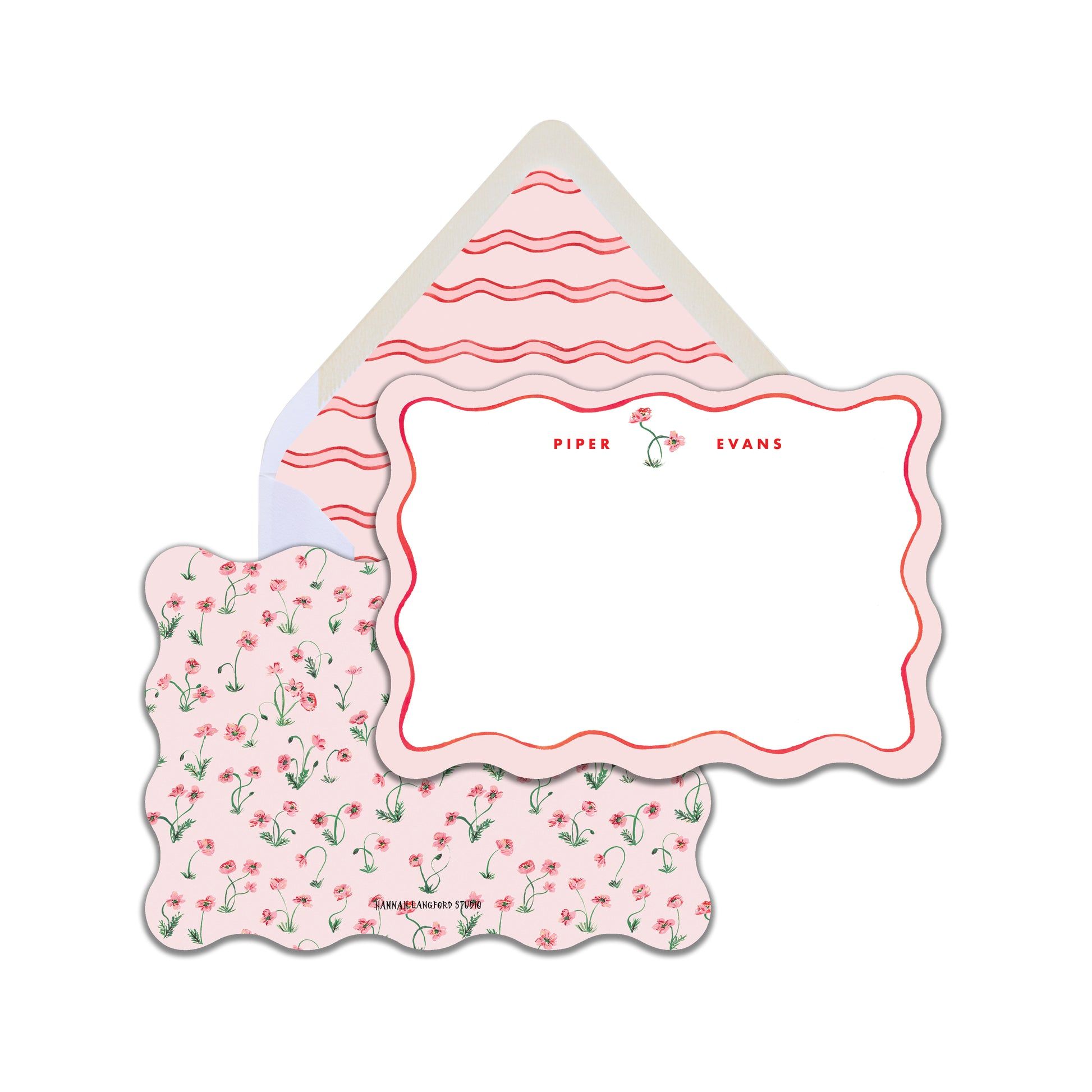 Poppies Scalloped Stationery