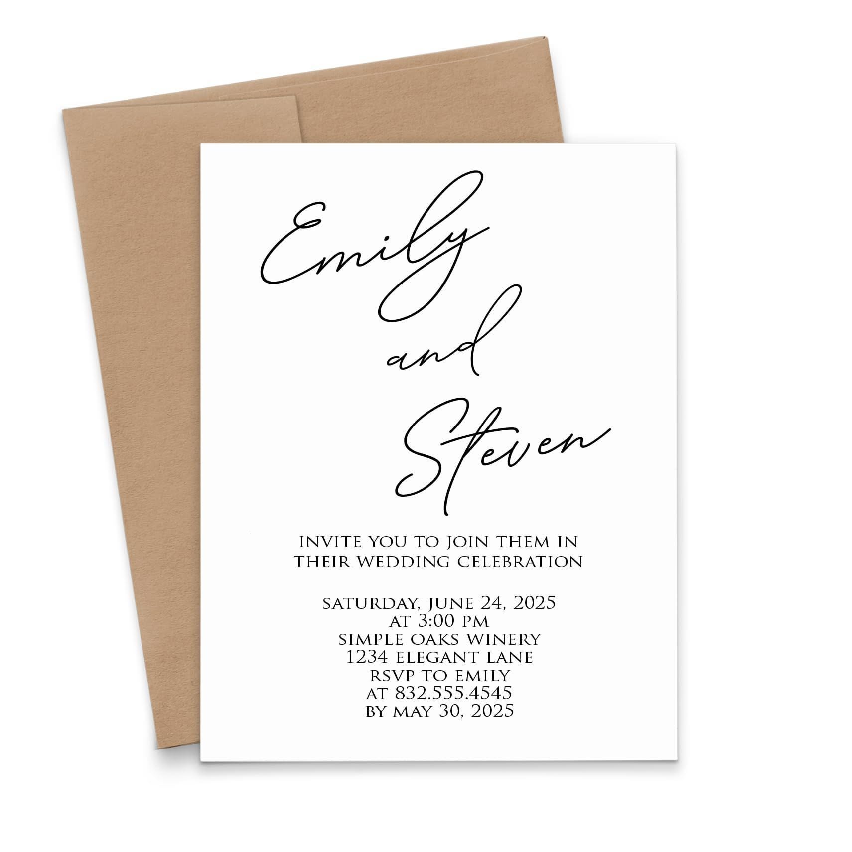Custom Classic Wedding Invitation, Modern Wedding Day Invites, Personalized