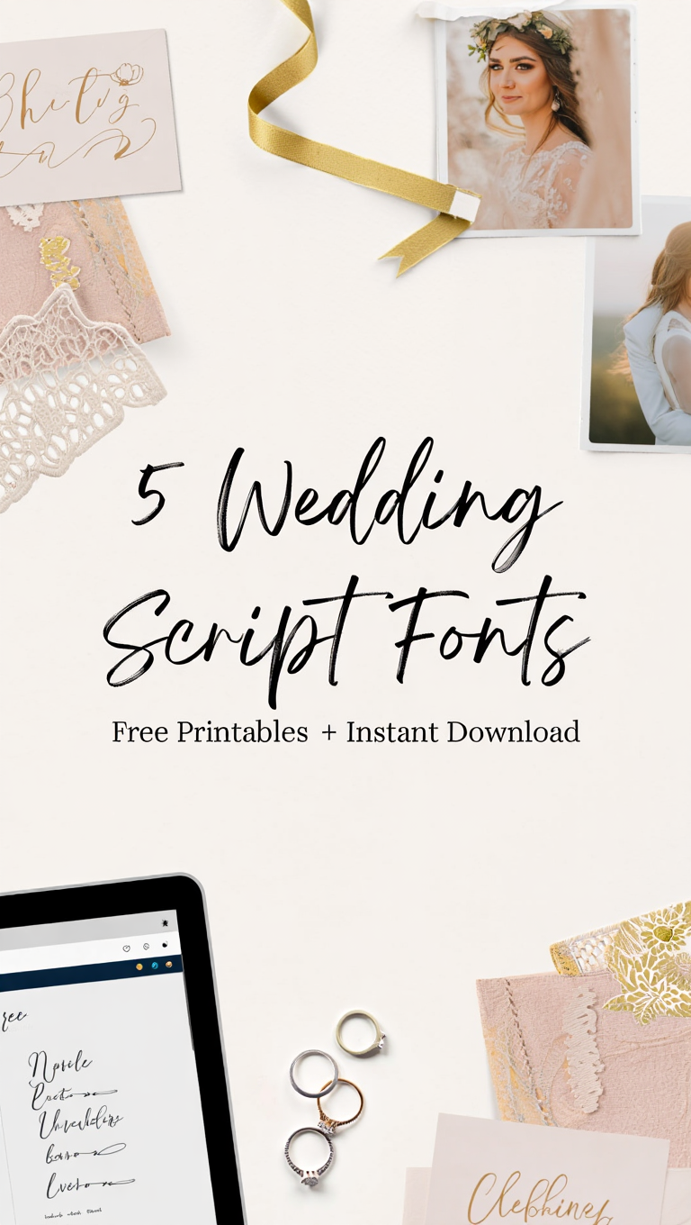 5 Wedding Script Fonts for Printables & Web — Instant Download