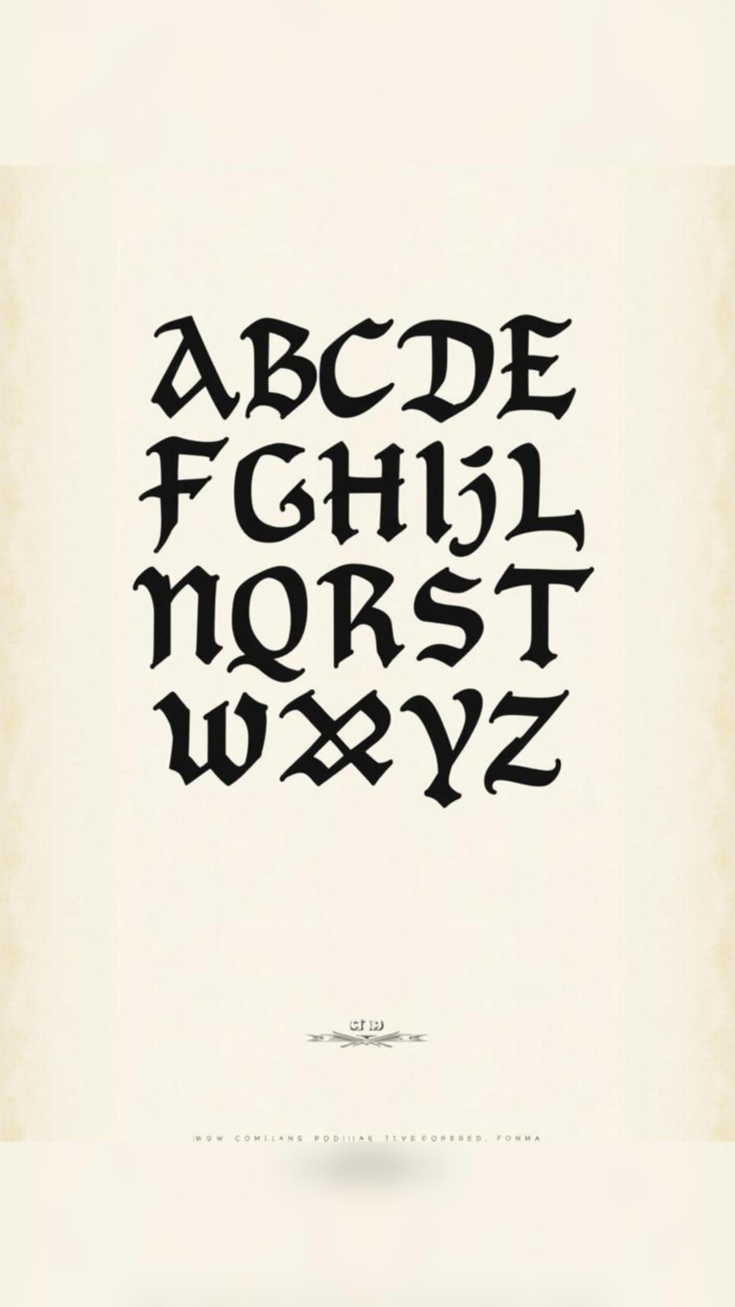 Minimalist Gothic Alphabet Typographic Poster Design