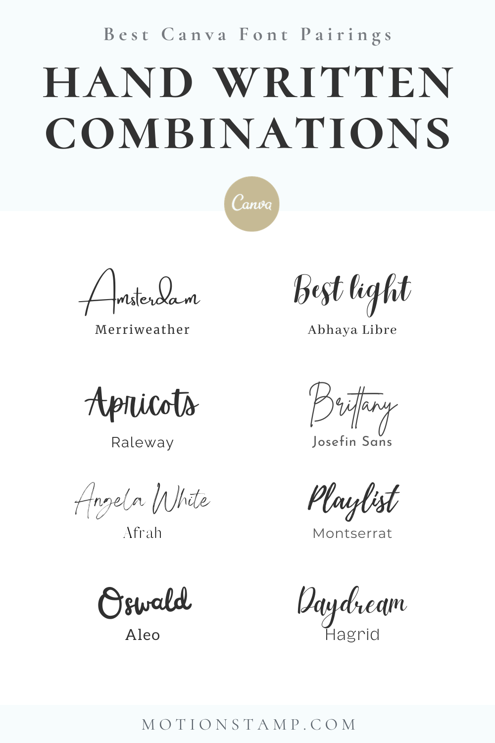 Best Handwritten Font Combinations in Canva