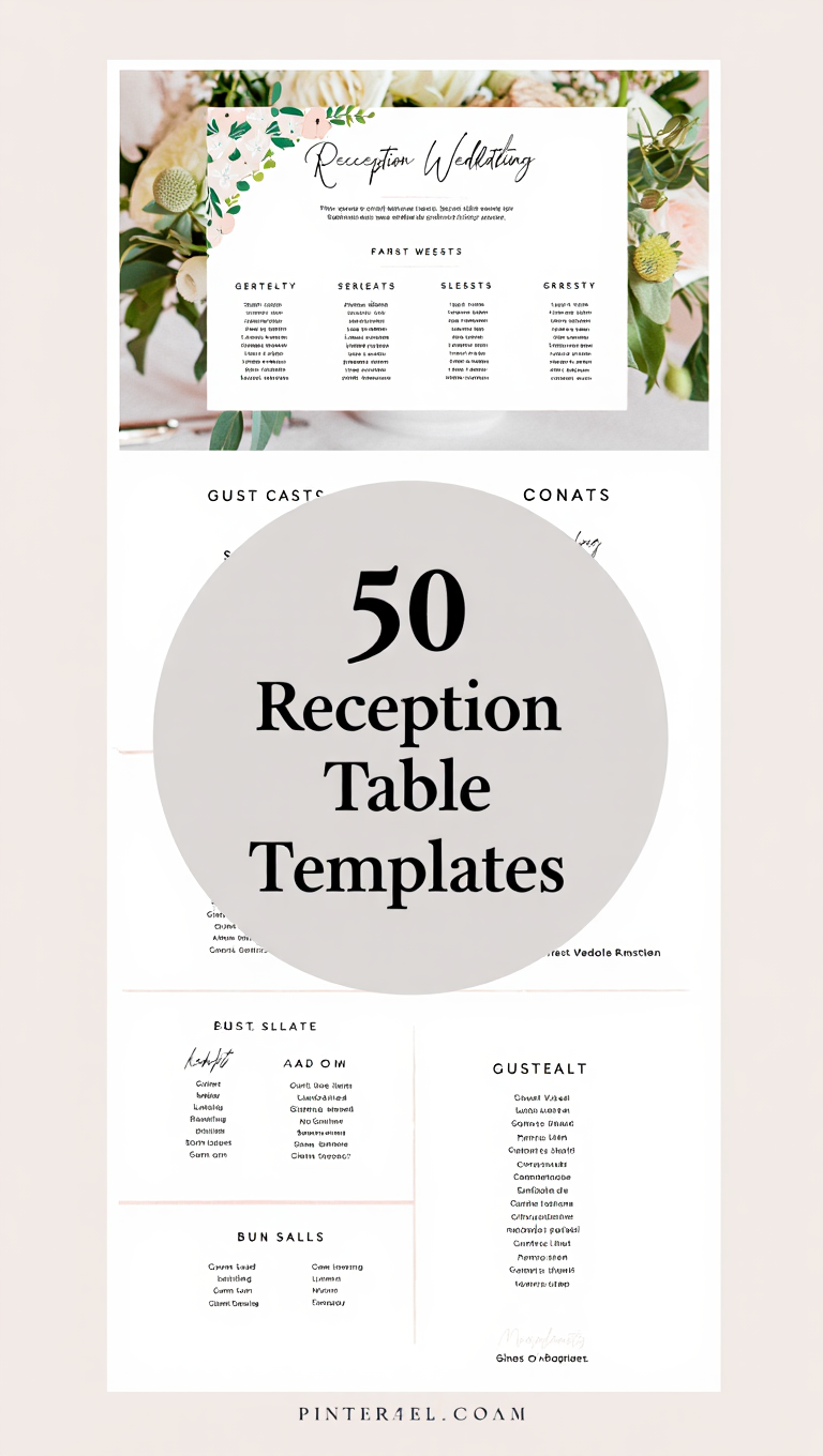 Elegant Script Font Wedding Seating Chart Printable Template for Instant Download