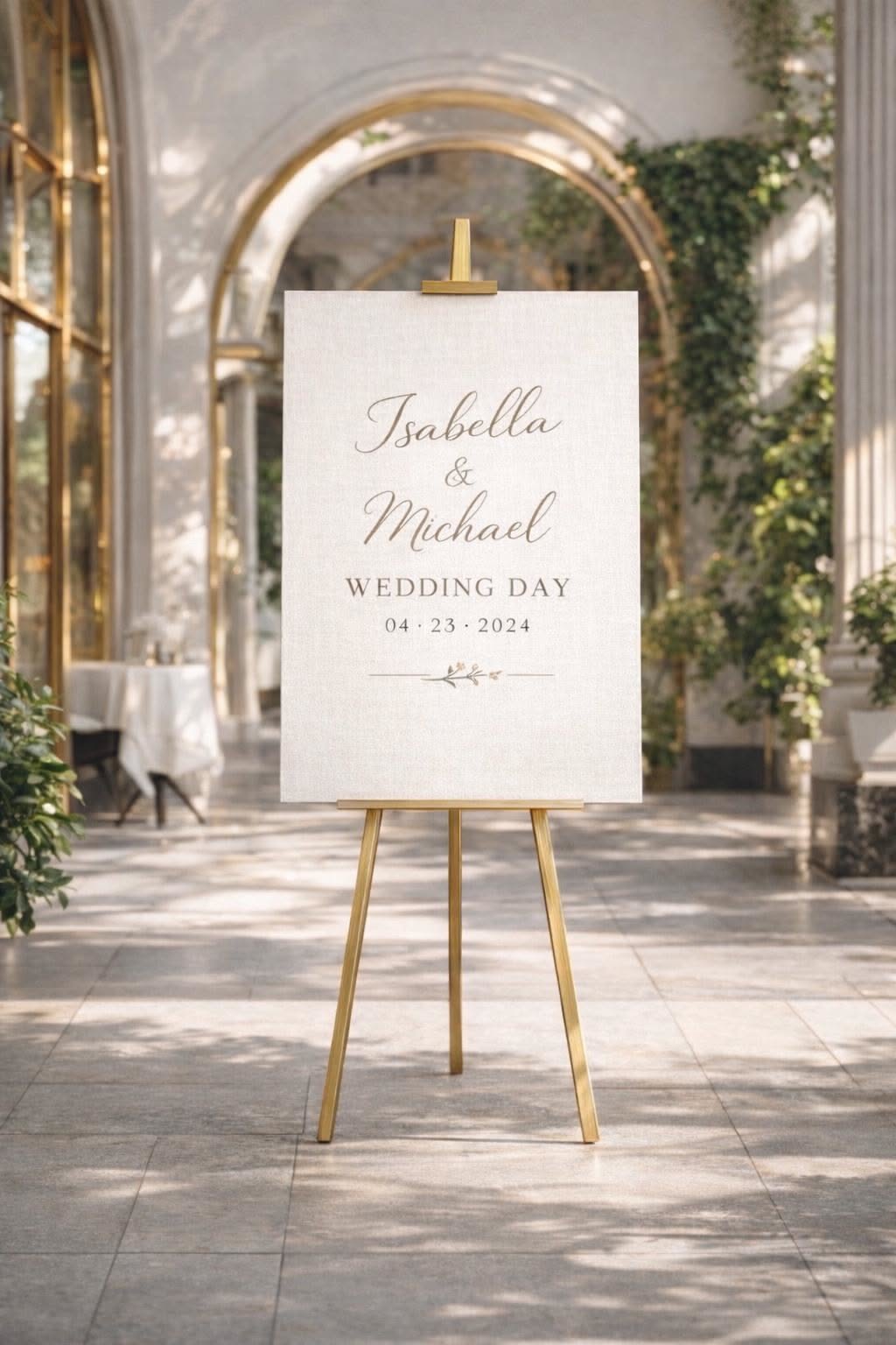 Personalized Wedding Guest Book Canvas Sign, Custom Signature Poster, Framed Linen Art