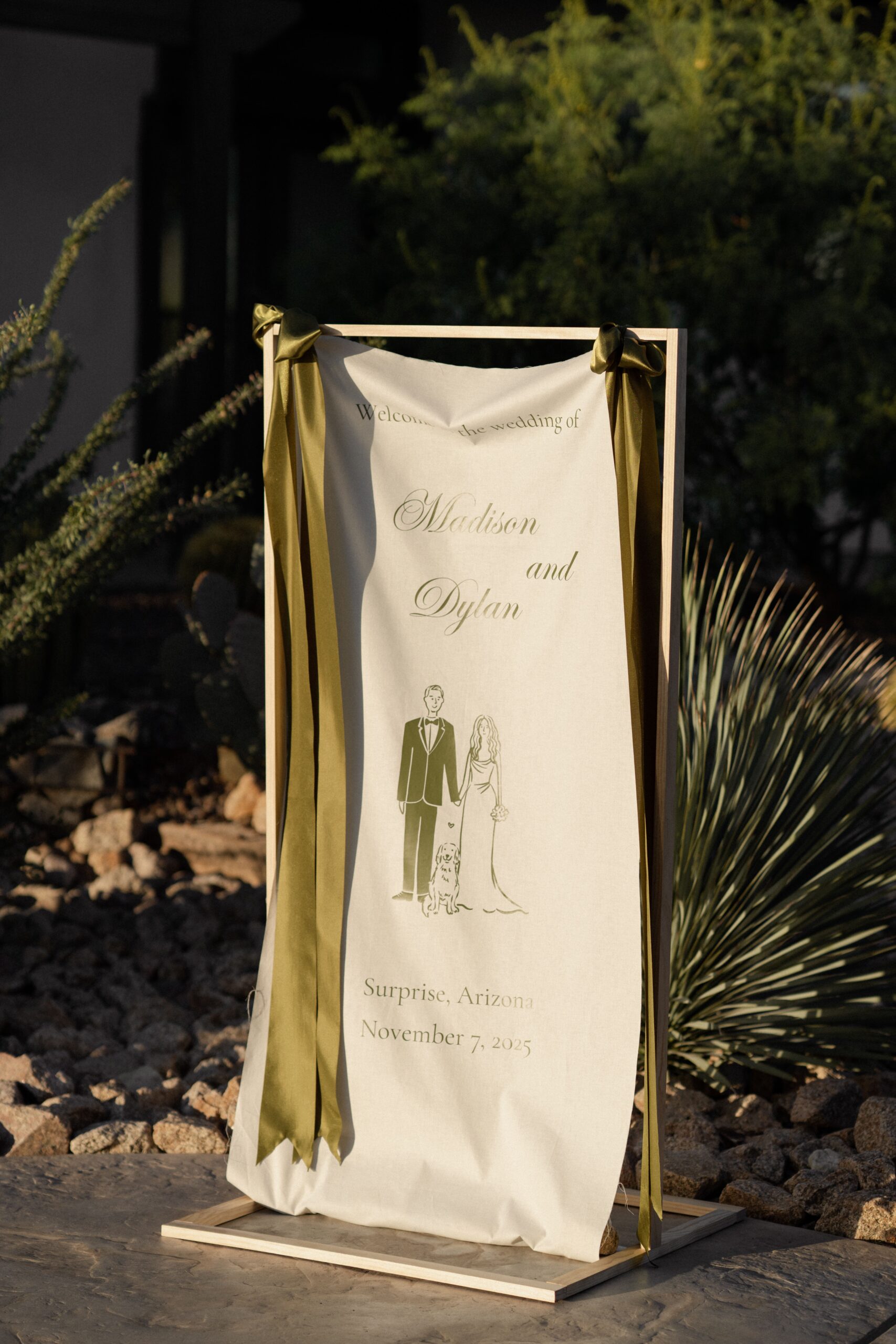 DIY Linen Wedding Welcome Sign