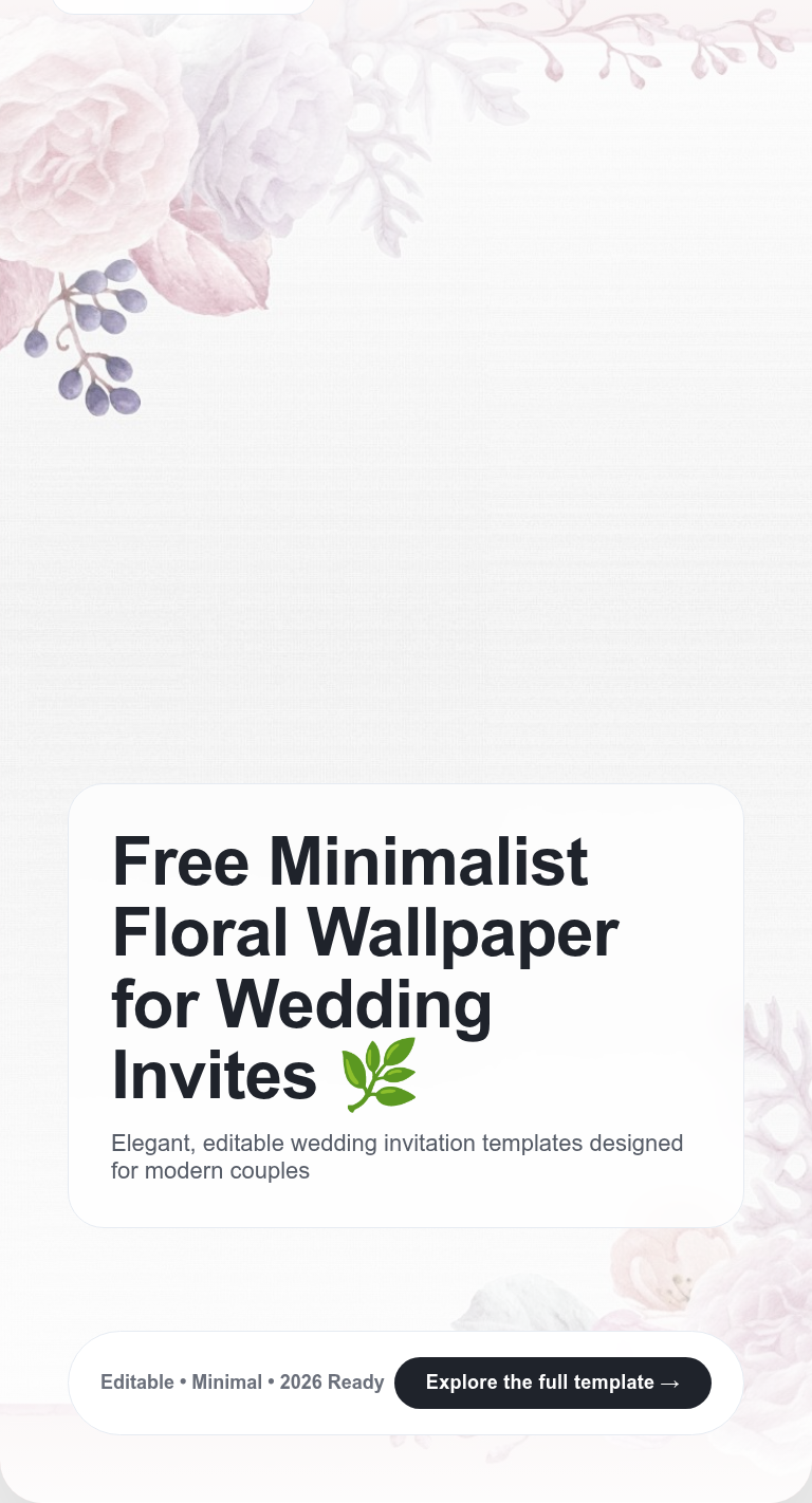 Free Minimalist Floral Wallpaper for Wedding Invites 🌿