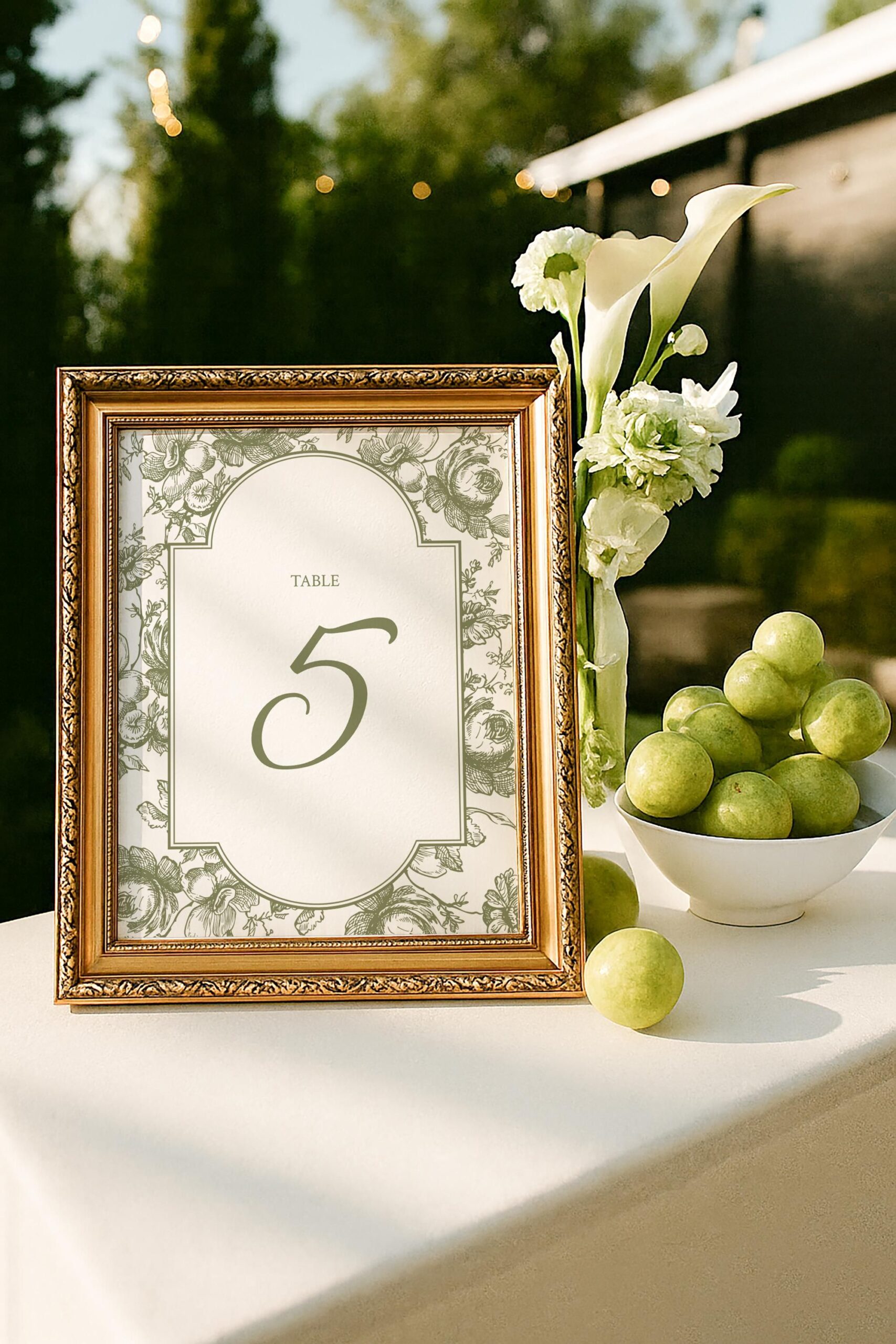 de numéro de table de jardin floral | Conception de toile modifiable | Fleurs vintage dessinées à la main | Téléchargement numérique instantané