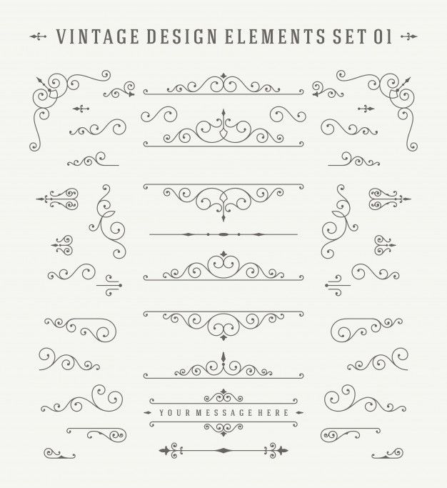 Decorações de ornamentos vintage projetar o conjunto de elementos. | Vetor Premium