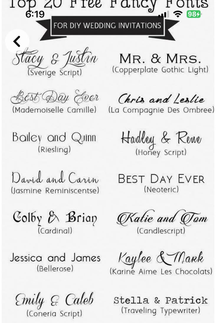 Pin by Kate Lucas on C&C in 2025 | Wedding invitations diy, Wedding fonts, Free wedding fonts