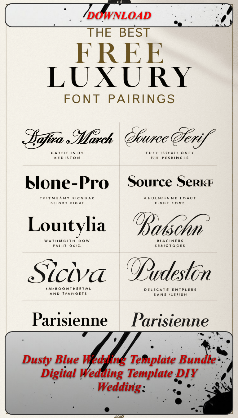 Dusty Blue Wedding Template Bundle Digital Wedding Template DIY Wedding