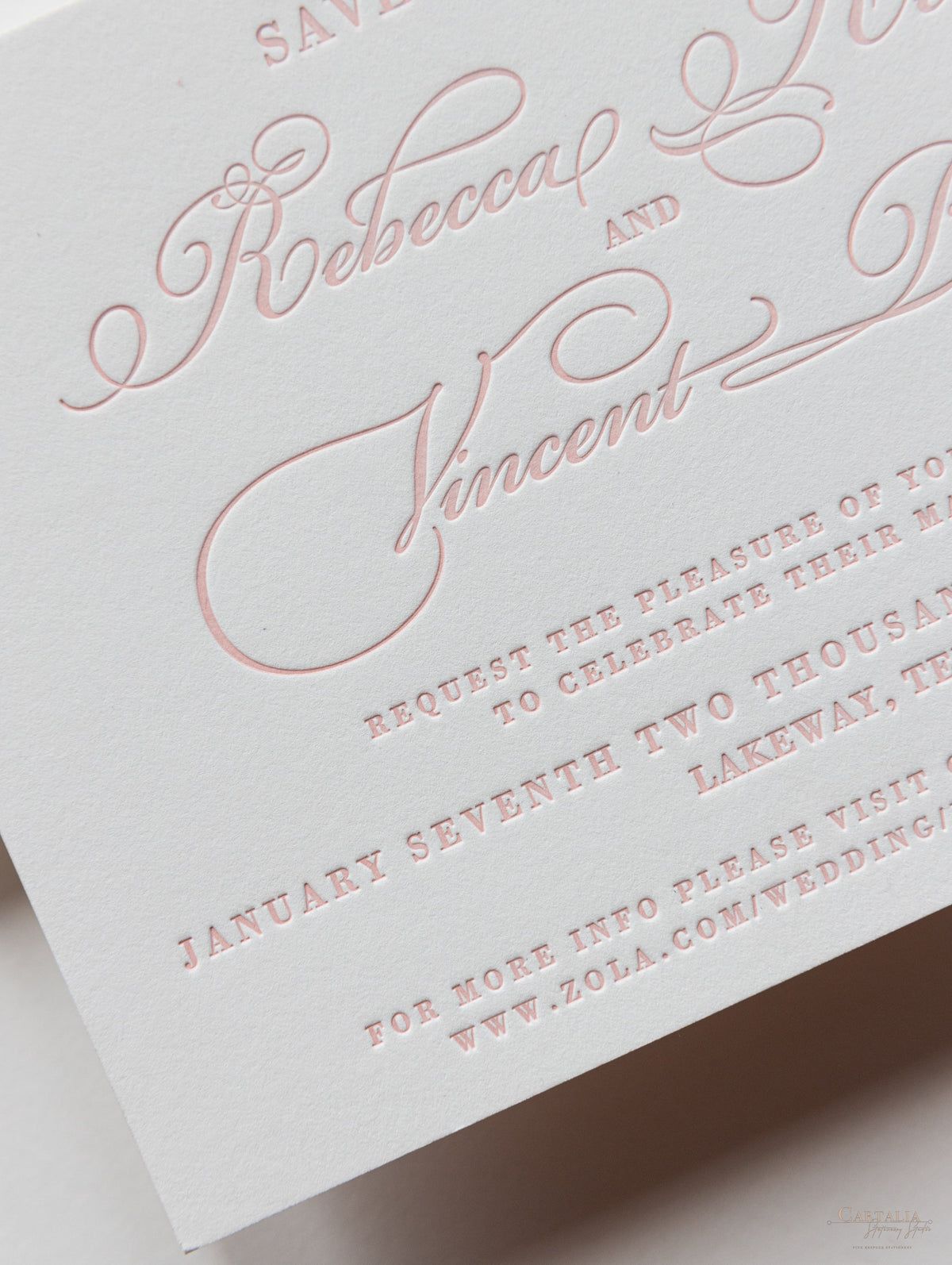Luxury Letterpress Elegant Save the Date in 100 % Cotton 710gsm Board