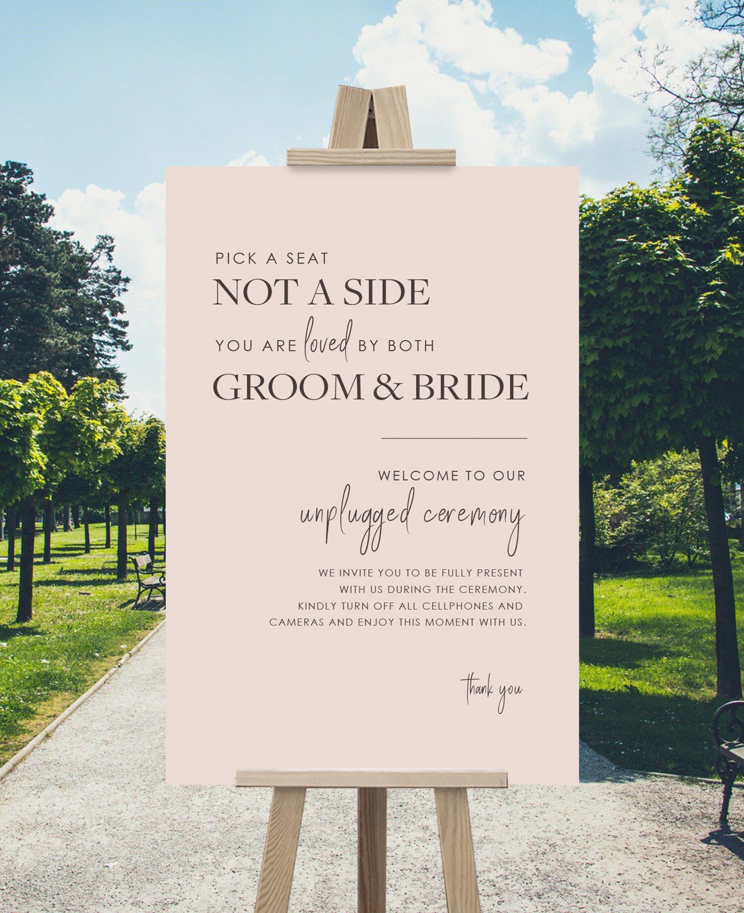 Modern Minimalist Wedding Sign — Choose a Seat Not a Side — Open Seating Welcome Sign — Instant Download PDF Printable — Etsy