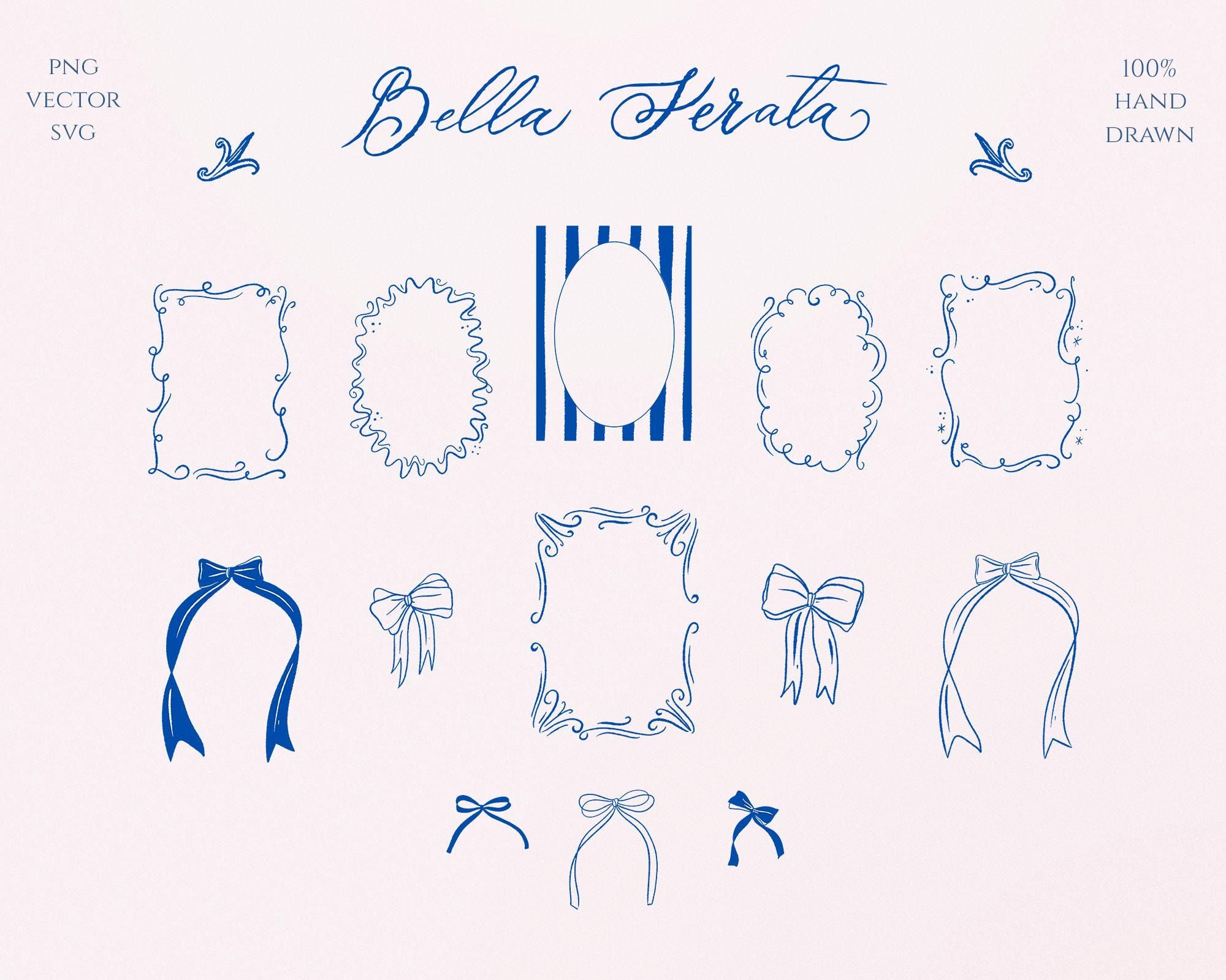 Clipart noeud et cadre dessinés à la main, graphiques de faire-part de mariage (SVG/PNG)