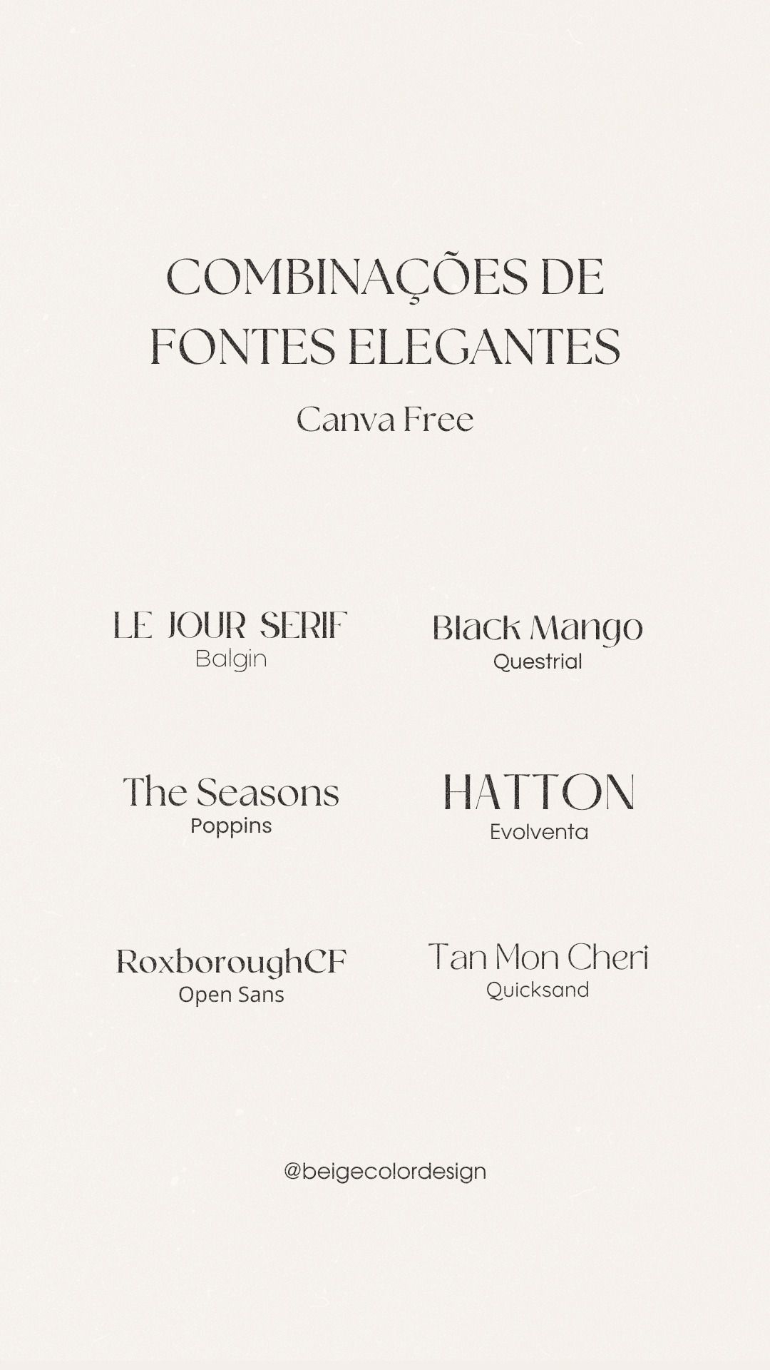 Combinações de fontes elegantes no Canva Free.