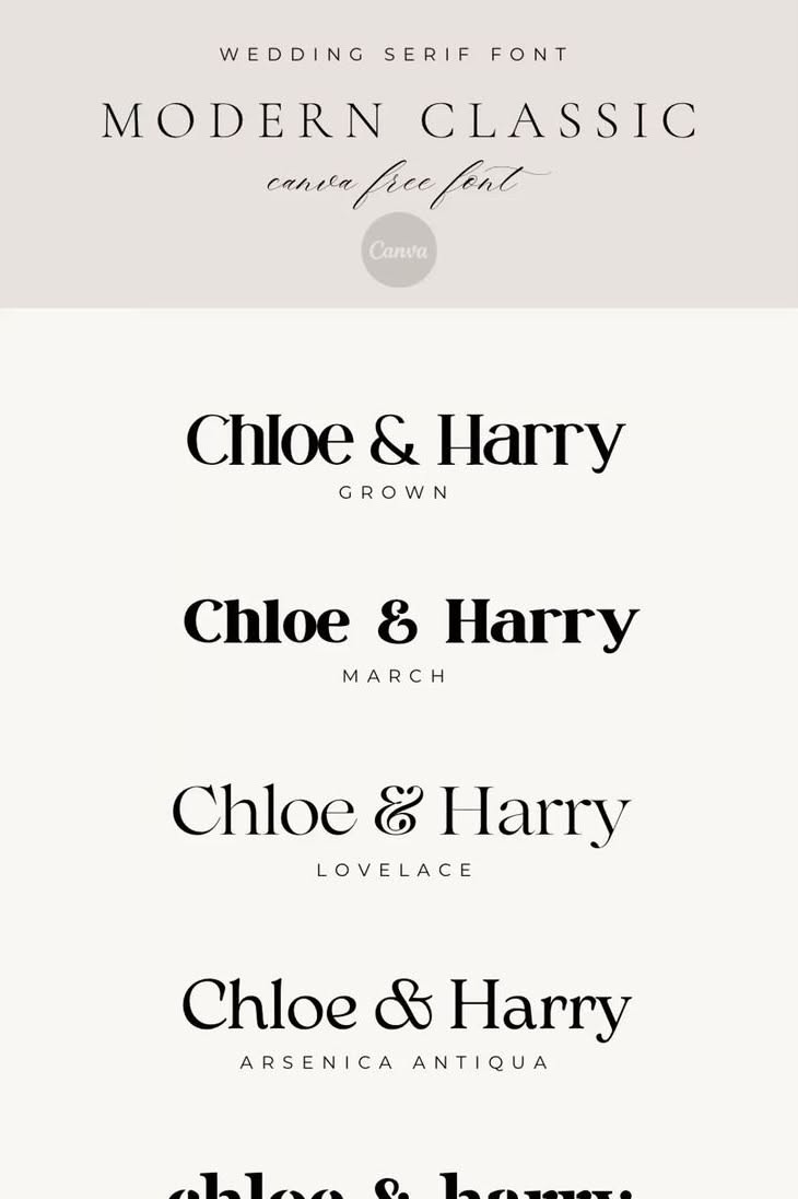 Modern Classic Serif Fonts on Canva Perfect for Wedding Invitations