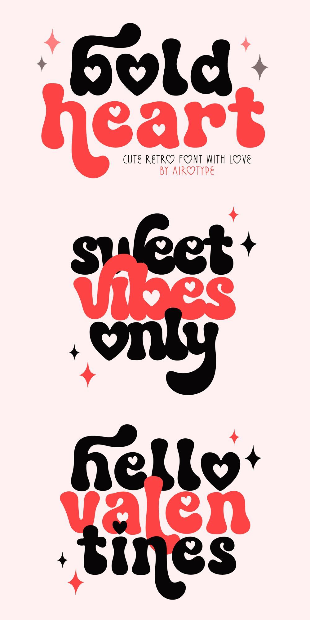 Heart Font Bundle, Valentines Font, Retro Font, Vintage Font, Handwritten Font