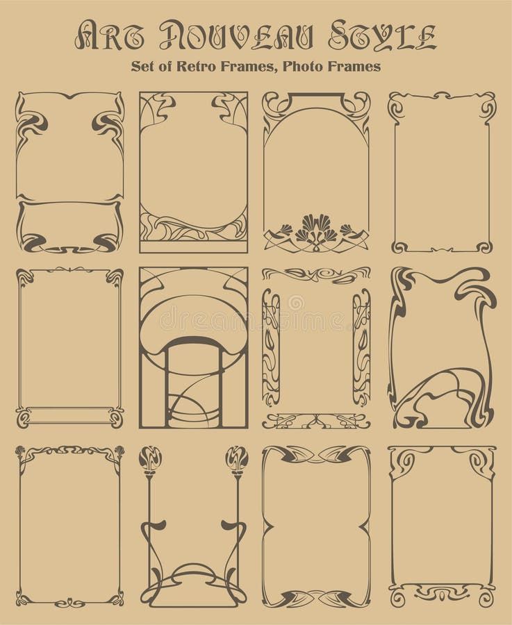 Art Nouveau Style Decorative Frames Stock Illustration — Illustration of placard, modern: 179640753