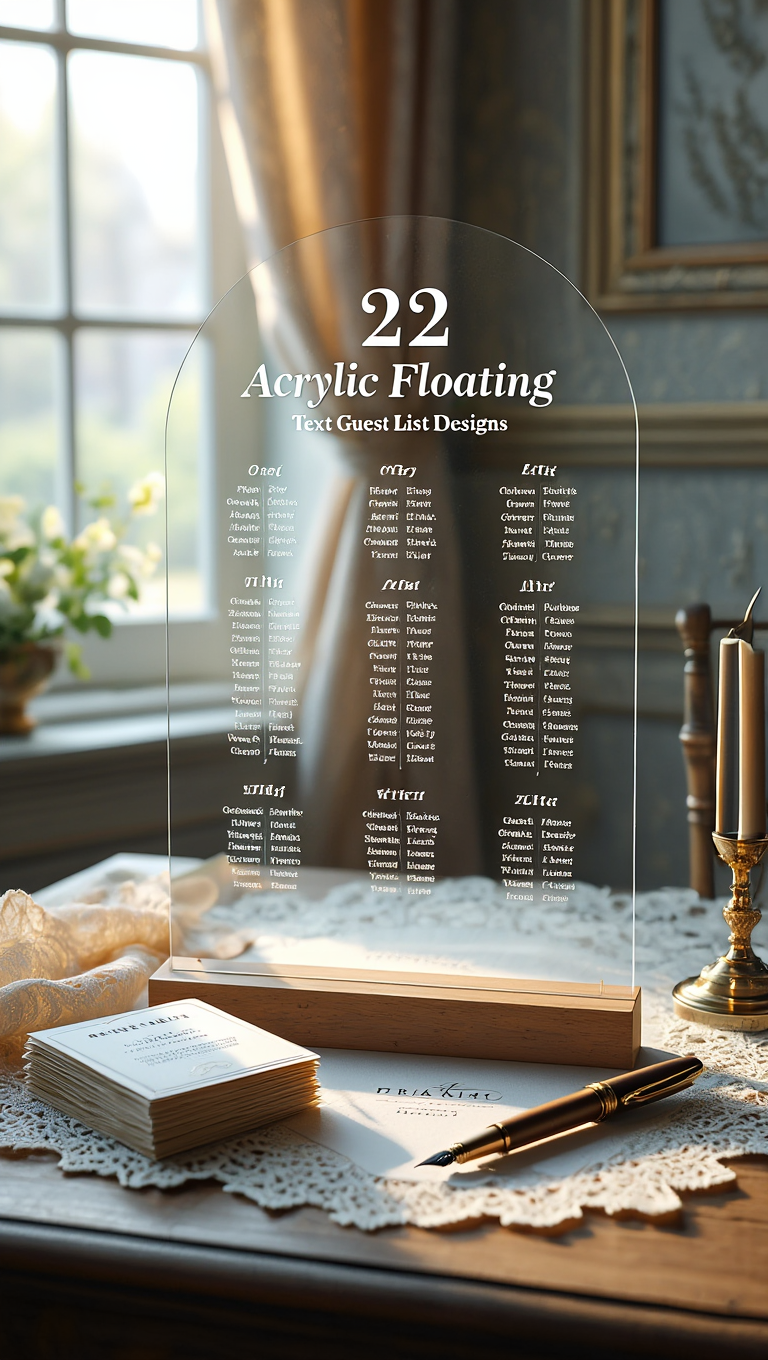 Acrylic Floating Text Guest List Wedding Seating Chart Printable Canva Templates