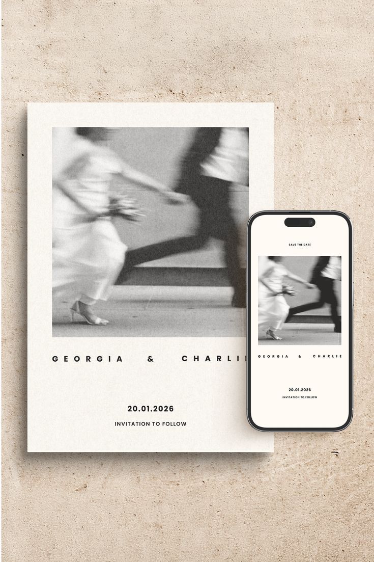 Modern Save the Date Template with Photo | Luxury Minimalist Wedding Stationery | Editable Canva