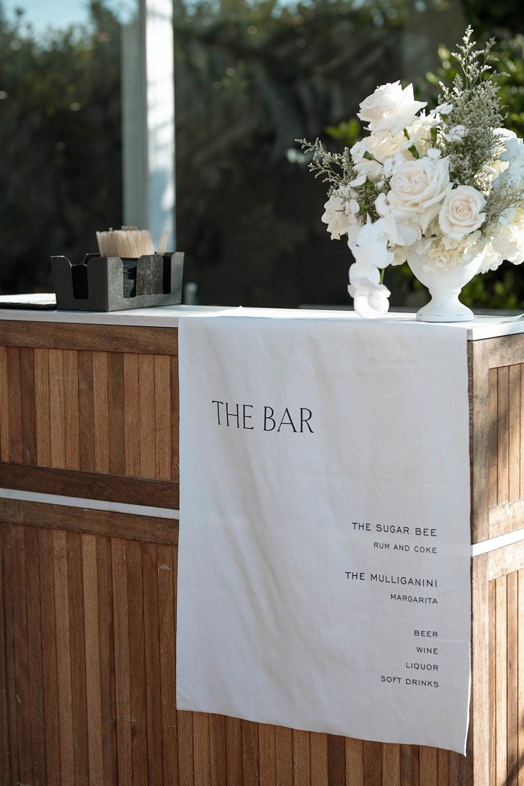 Emery Linen Bar Banner // Linen Wedding Sign // Fabric Wedding Sign // Welcome Wedding Sign // Custom Signage