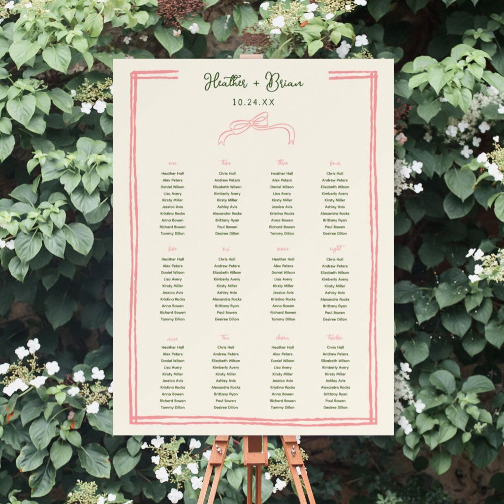 Hand Drawn Fun Colorful Wedding 12 Seating Chart Foam Board