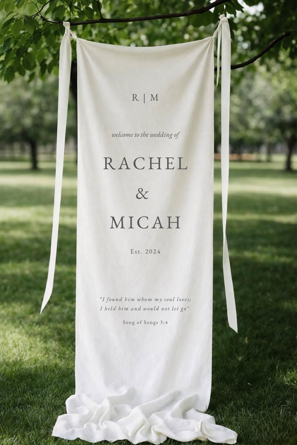 Panneau de bienvenue pour mariage en lin | Design personnalisable moderne et classique