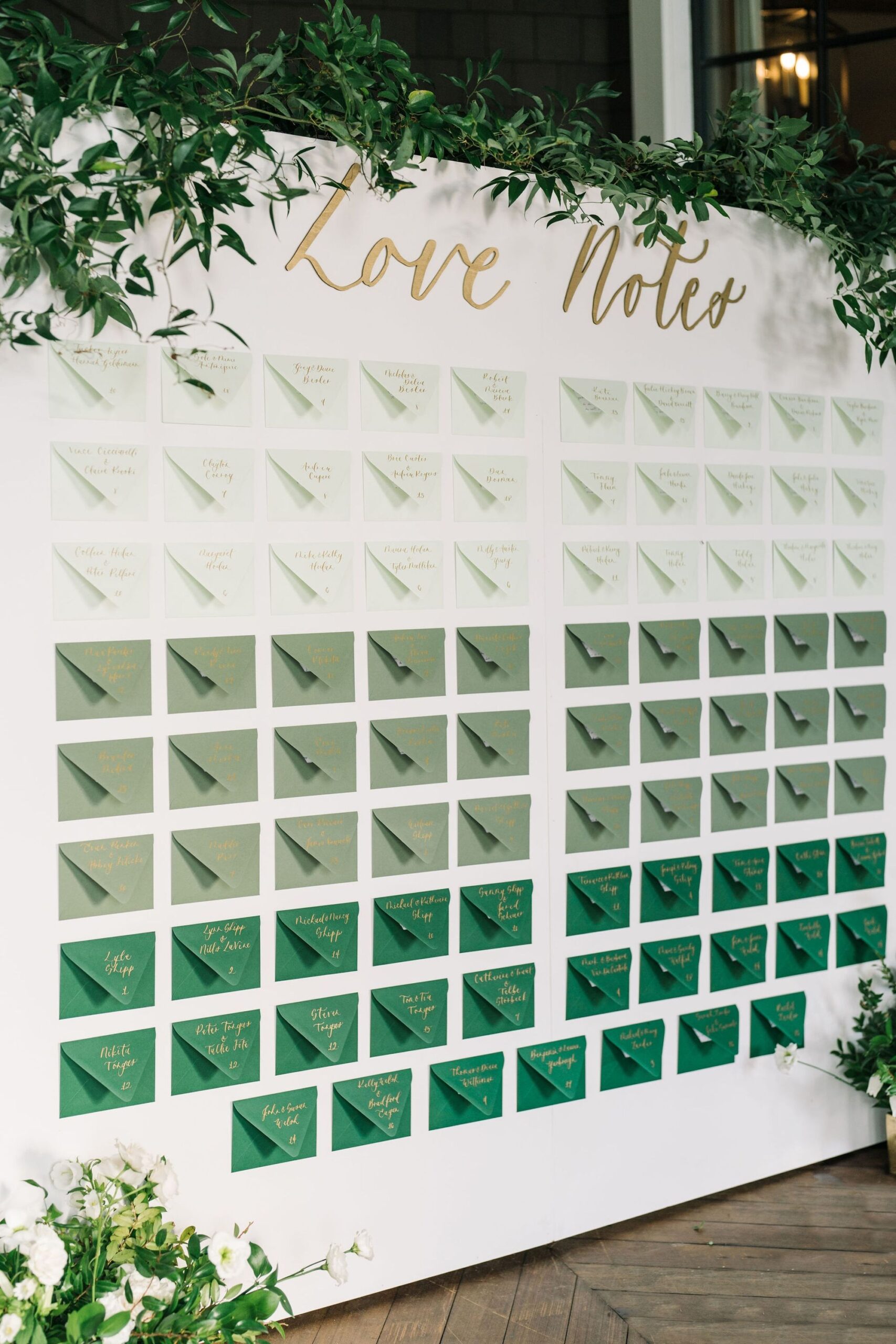 Seating Chart Display | Green Wedding Colorscheme