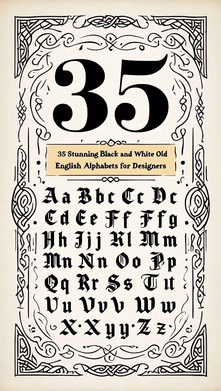 35 Stunning Black and White Old English Alphabets for Designers