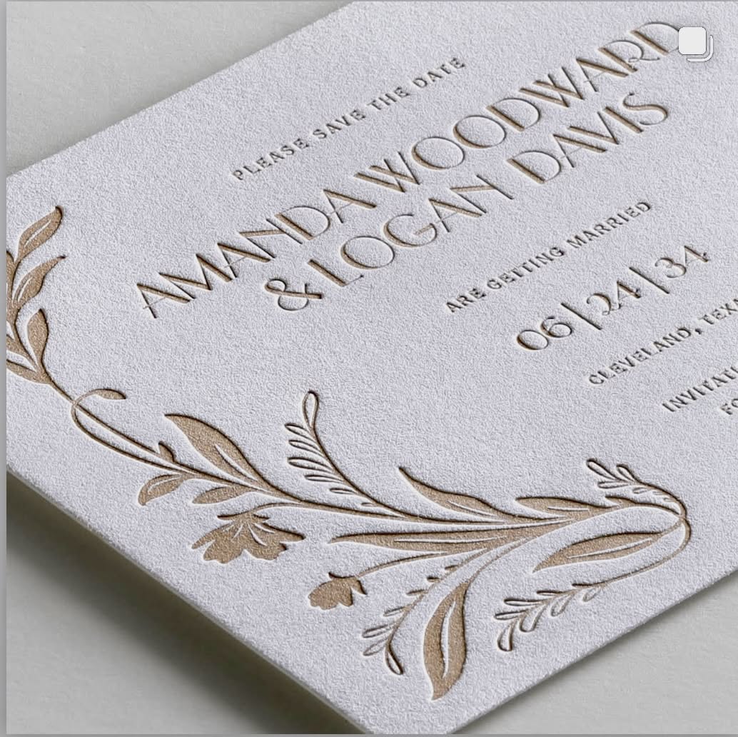 Nouveau Greenery Letterpress Save the Date