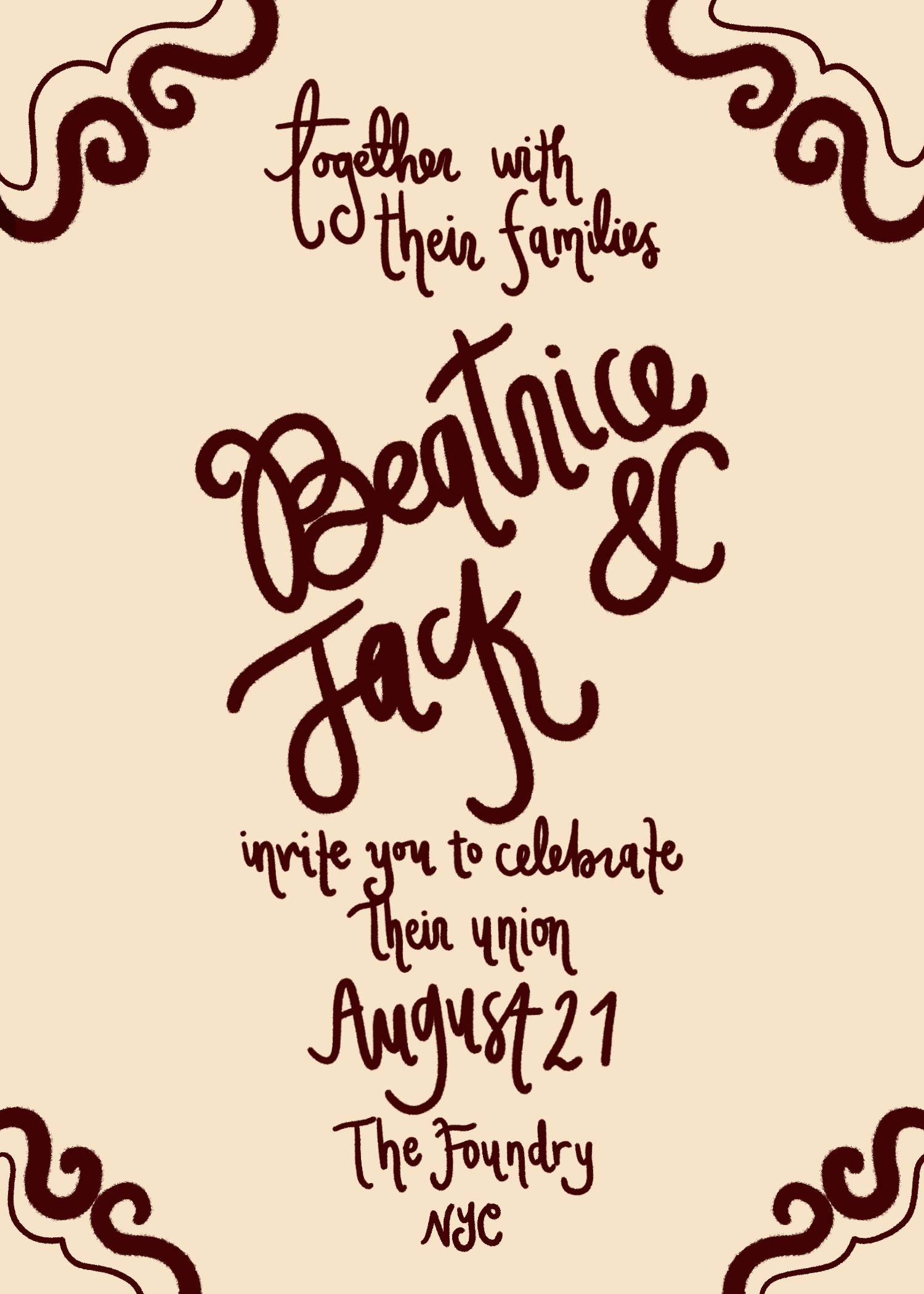 Romantic Wedding Invitation | makaycreates, handwritten custom wedding stationery and signage