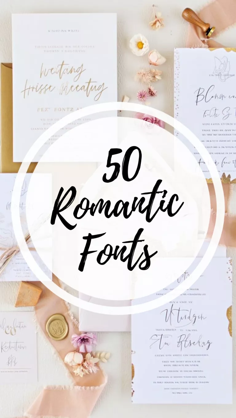 Romantic Lettering Fonts Styled with Blush Decor Wedding Fonts