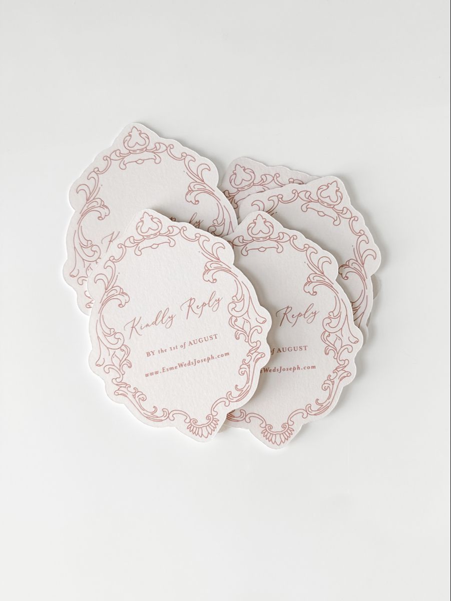 Romantic Style Die-Cut RSVP Cards