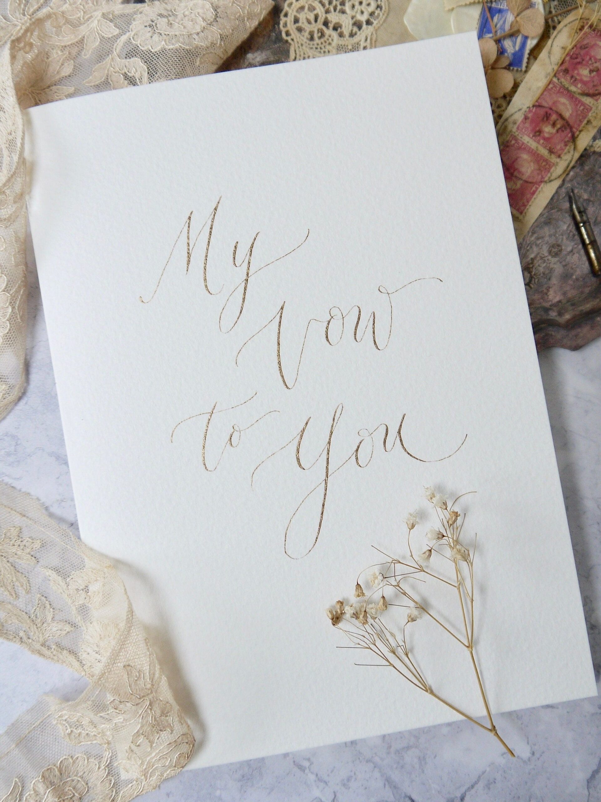 Wedding Vows Cover A5 — Custom Calligraphy Vow Book, Handmade Marriage Reading Folder, His and Her Vows Keepsake