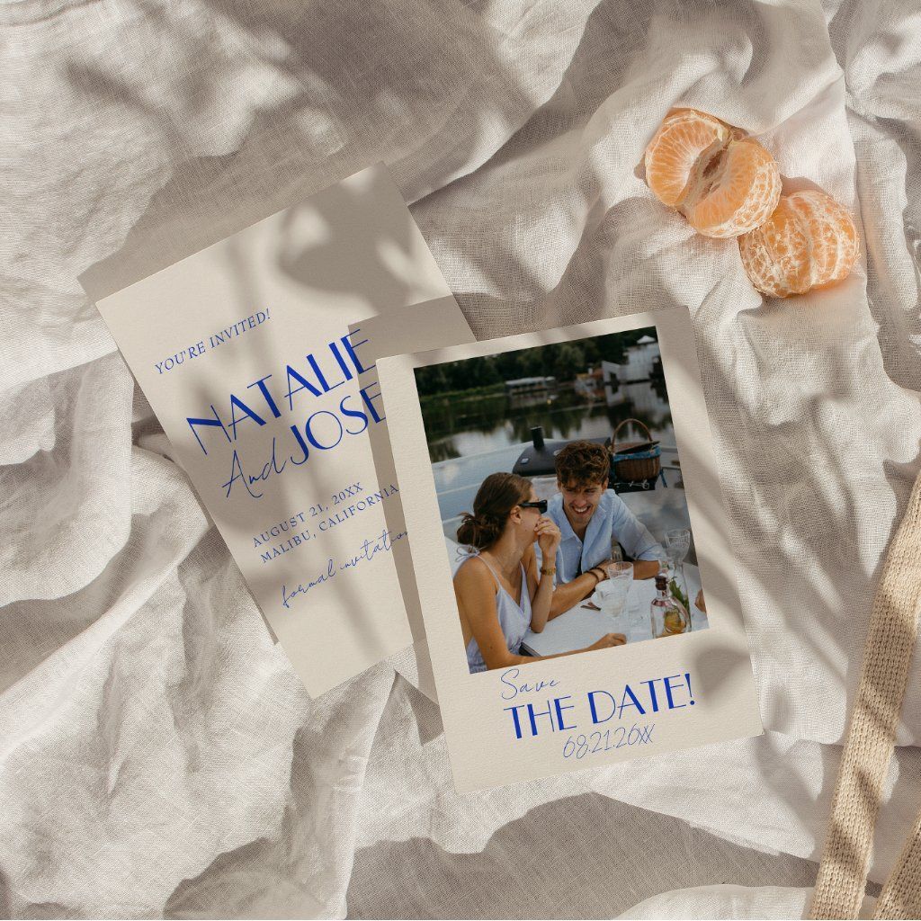 Minimalist French Retro Photo Wedding Save The Date