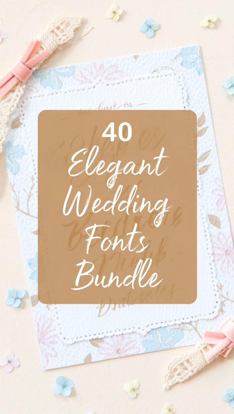 40 Elegant Wedding Fonts Bundle for Beautiful Wedding Cards