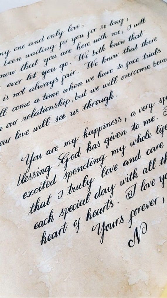 Handwritten Calligraphy Letter On Parchment Paper, Personalized Handwritten Antique Looking Letters, Old Fashioned Love Letter