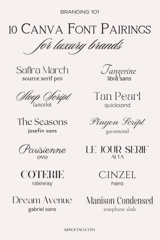 10 (Free) Luxury Canva Font Combinations for Logos and Branding Projects | Typog