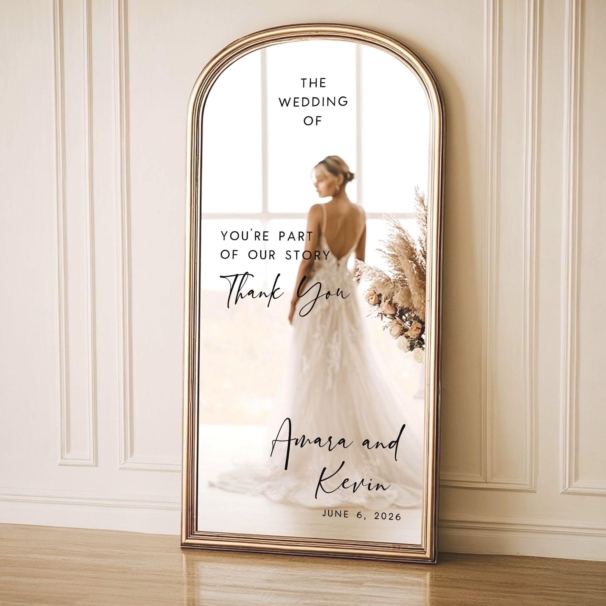 Sticker élégant miroir de remerciement — Plaque de mariage personnalisée pour les invités et la réception