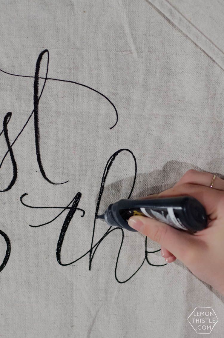 A Giant DIY Wall hanging (the best way to letter on fabric!)