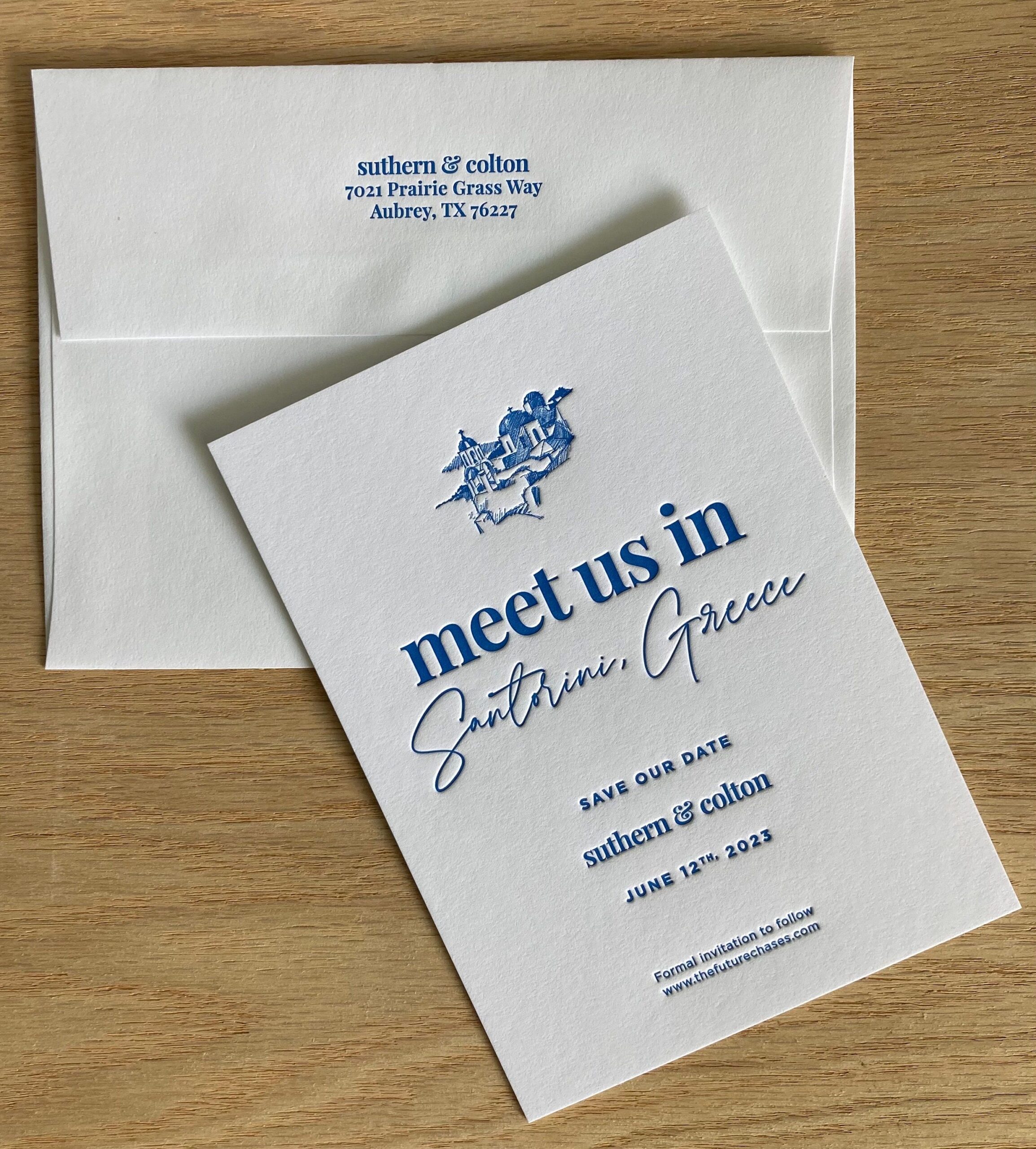 Custom Letterpress One Color Save the Date Cards & Envelope | Bespoke Letterpress Wedding Stationery With Envelope — Etsy