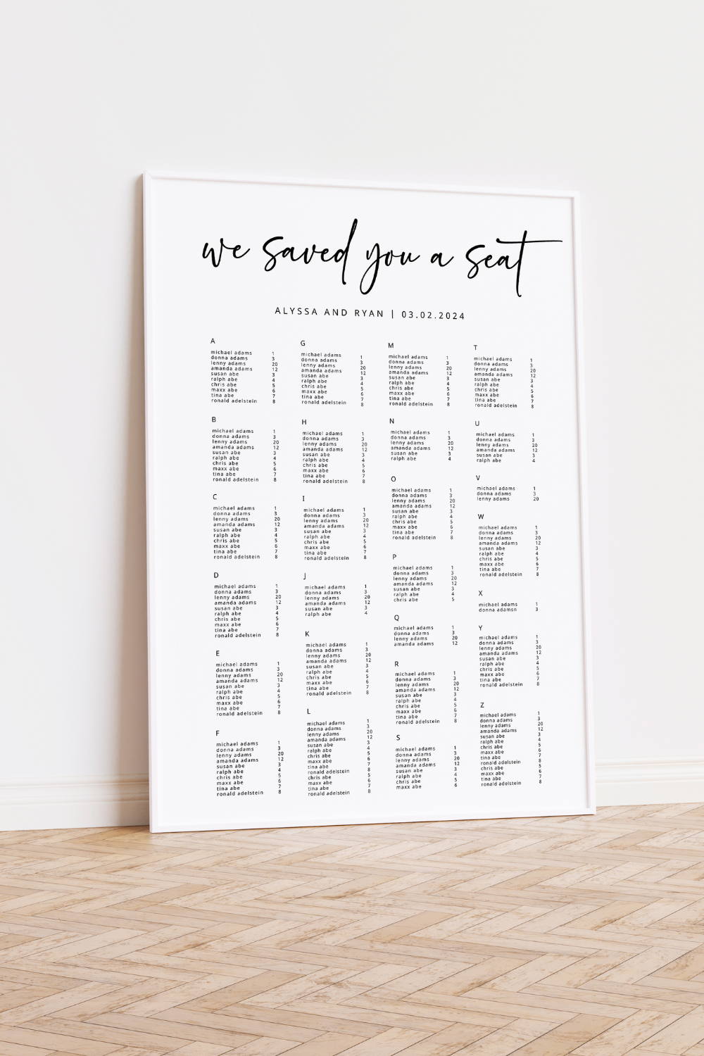 Unleash Your Creativity: Extra Large Custom Minimalist Seating Chart Templates on Etsy!